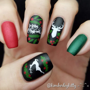 clear jelly stamper reindeer nail art