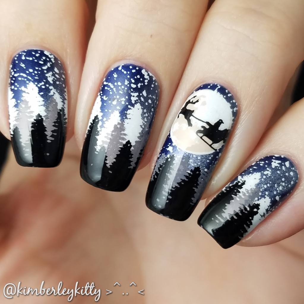 clear jelly stamper santa sleigh nail art