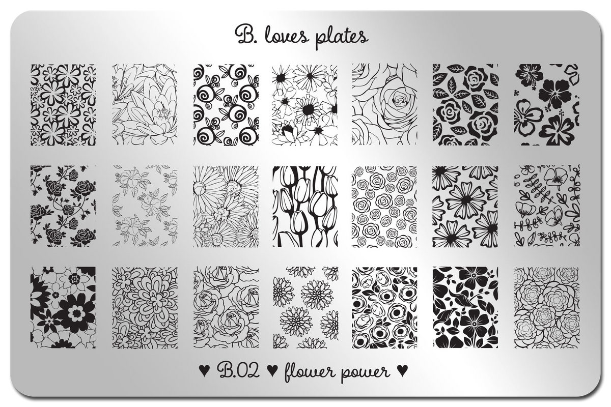 B. loves plates- Stamping Plates- B.02 flower power
