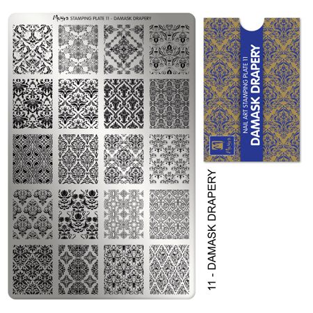 Moyra Stamping Plate 11 Damask Drapery. Available in the US at www.beautometry.com.