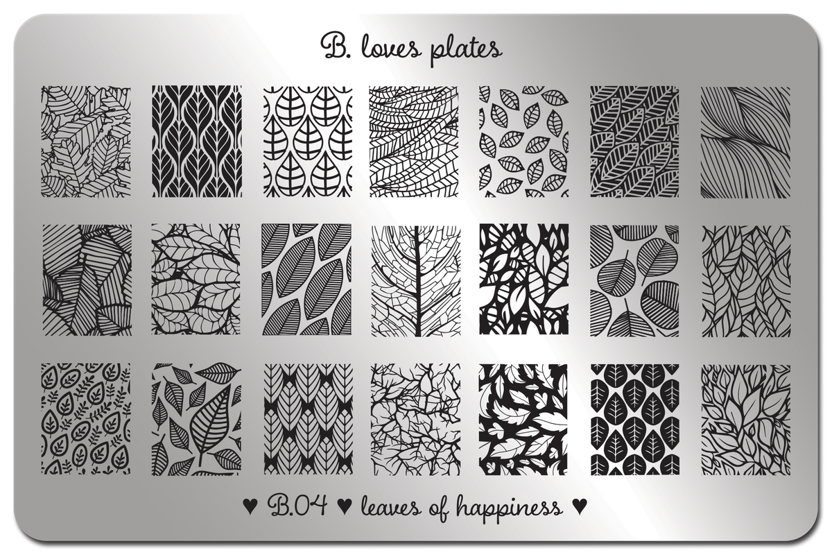 B. loves plates- Stamping Plates- B.04 leaves of happiness