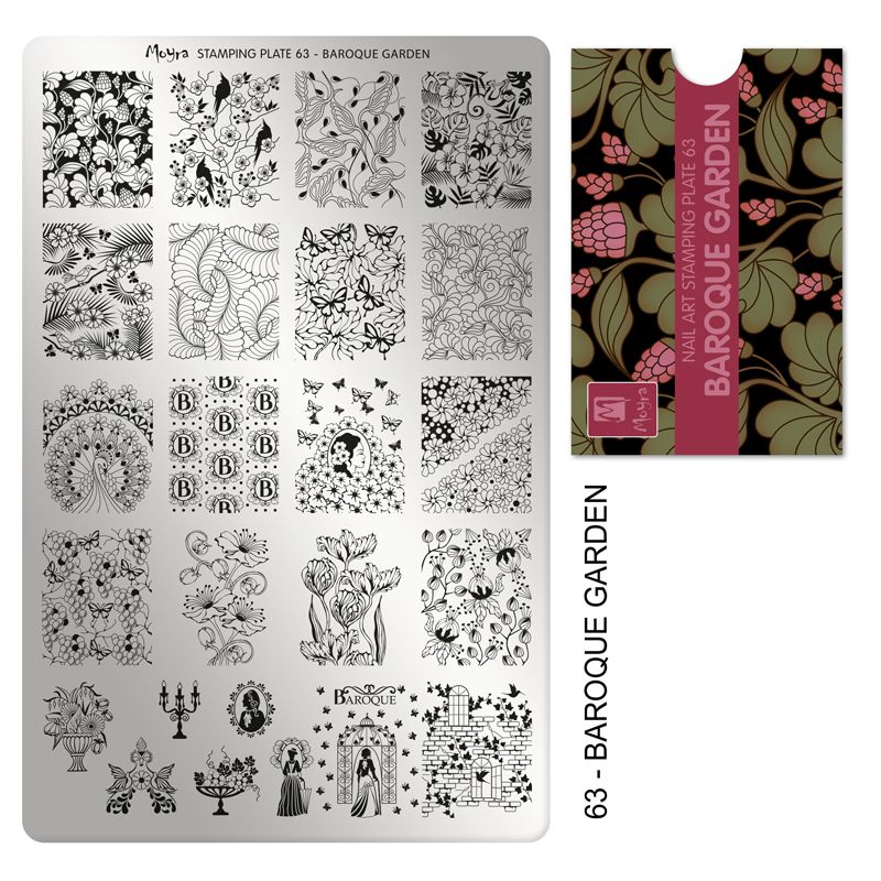 Moyra Stamping Plate 63 - Baroque Garden