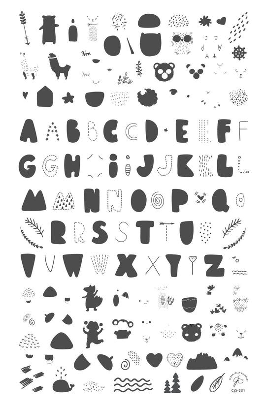 Clear Jelly Stamper- CjS-231- Alphabet- Bubble Letter Forest