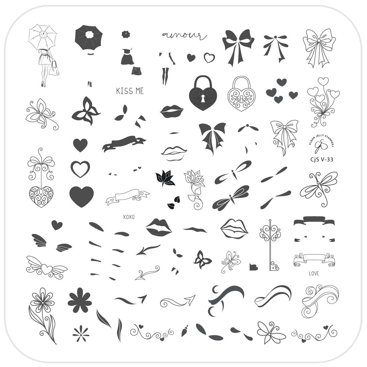 Clear Jelly Stamper- V-33- Amour