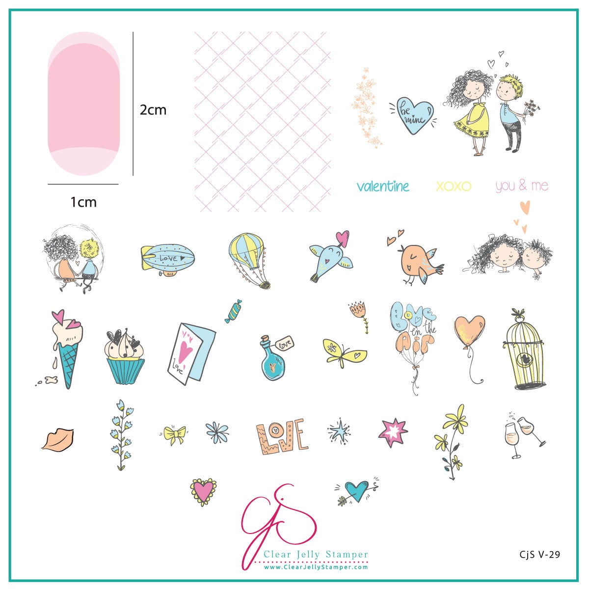 Clear Jelly Stamper- V-29- Be Mine