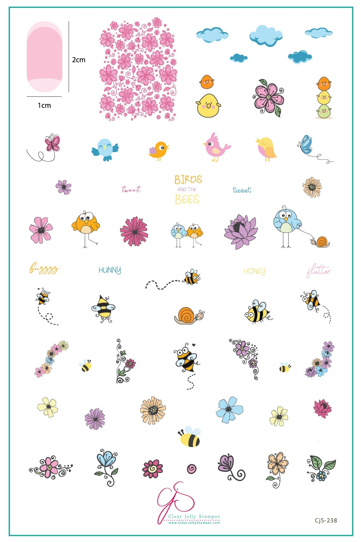 Clear Jelly Stamper- CjS-238- Birds and the Bees
