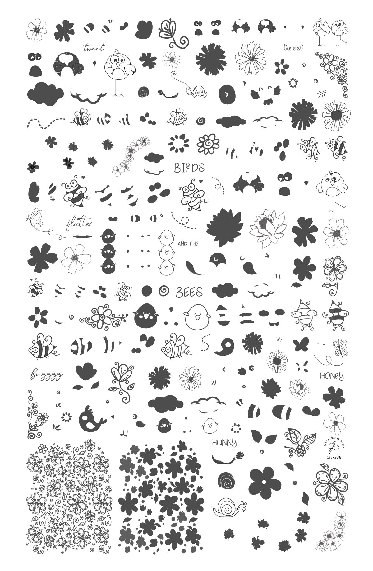 Clear Jelly Stamper- CjS-238- Birds and the Bees