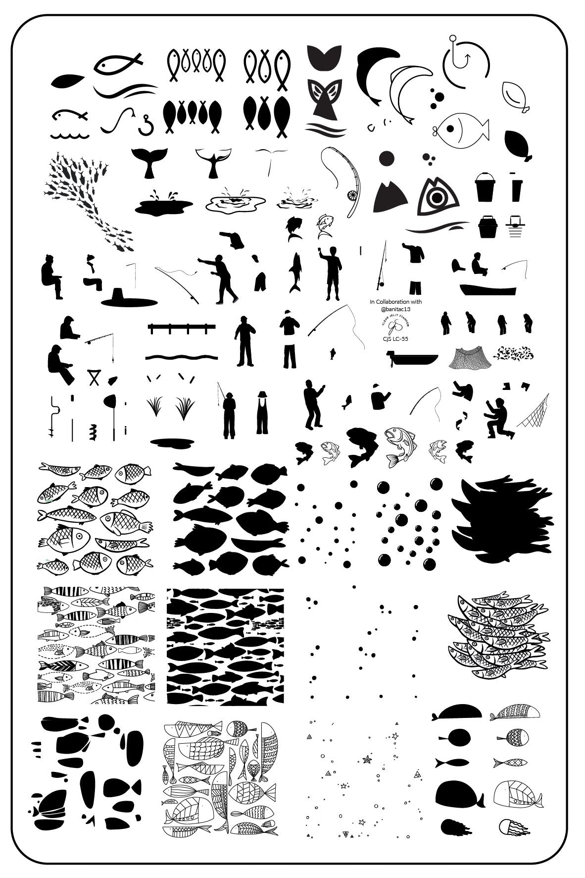 Clear Jelly Stamper- LC-55- Gone Fishing