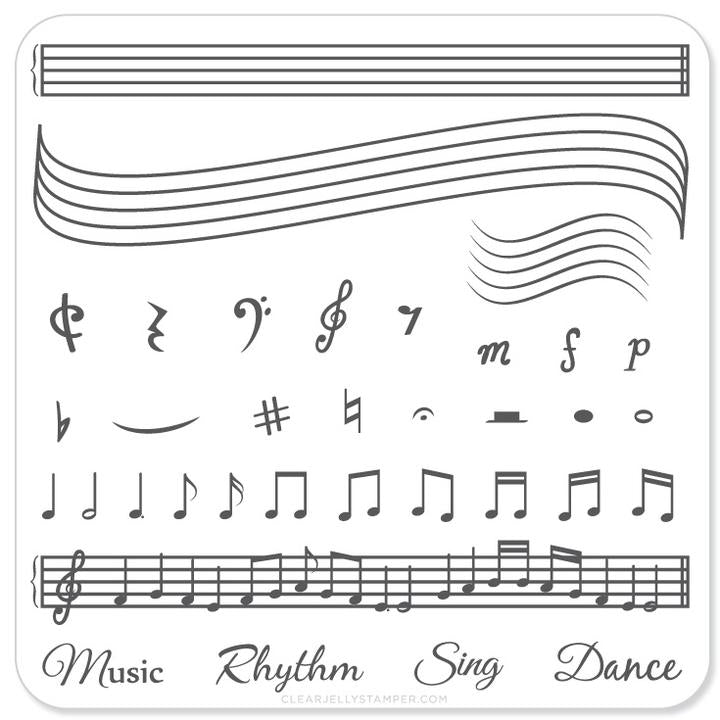 Clear Jelly Stamper- CjS-011- Music & Notes