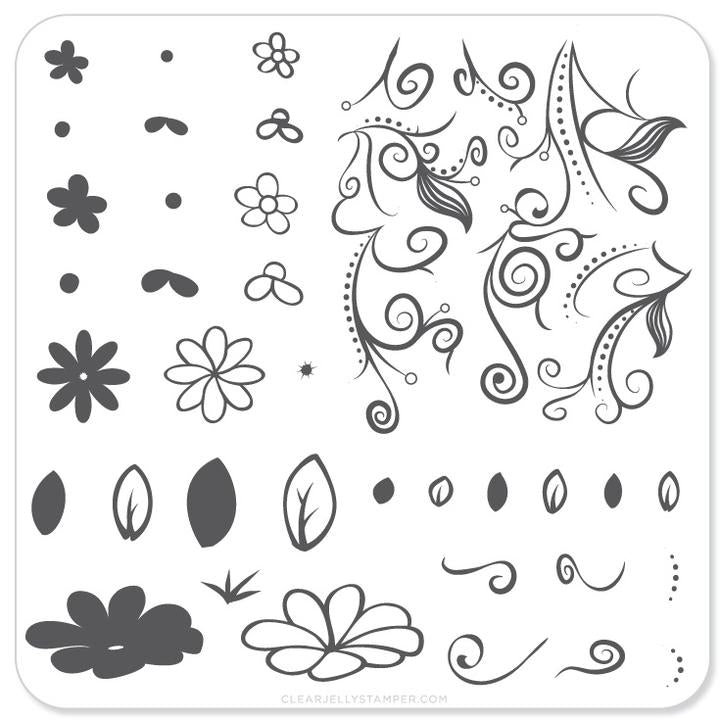 Clear Jelly Stamper- CjS-014- Floral Swirl #2