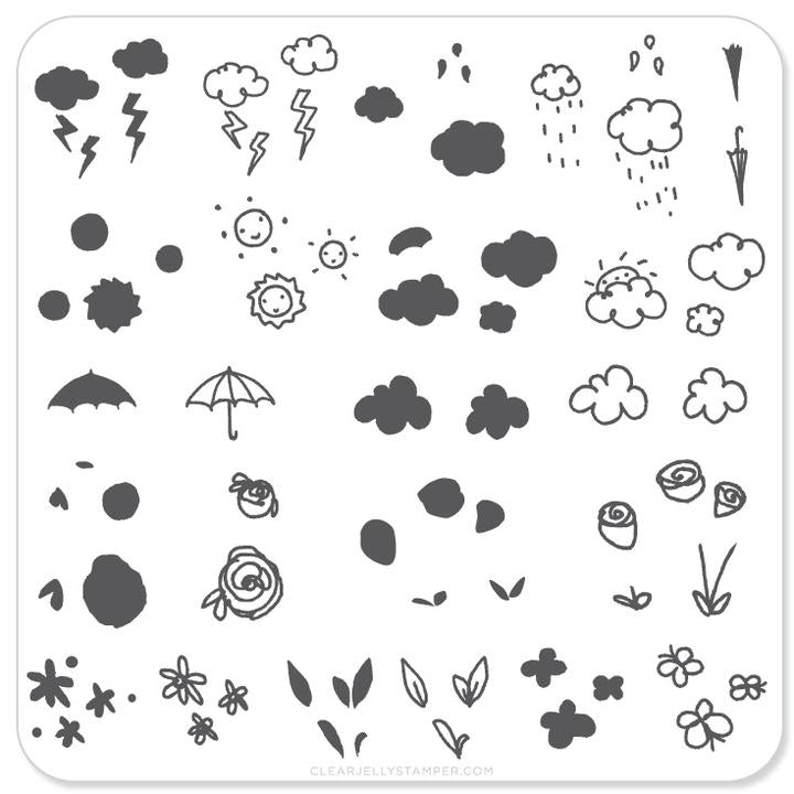 Clear Jelly Stamper- CjS-021- Flower &amp; Sky Doodle