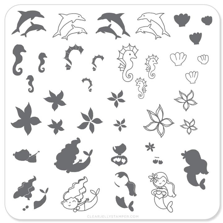 Clear Jelly Stamper- CjS-025- Mermaid Doodle #2