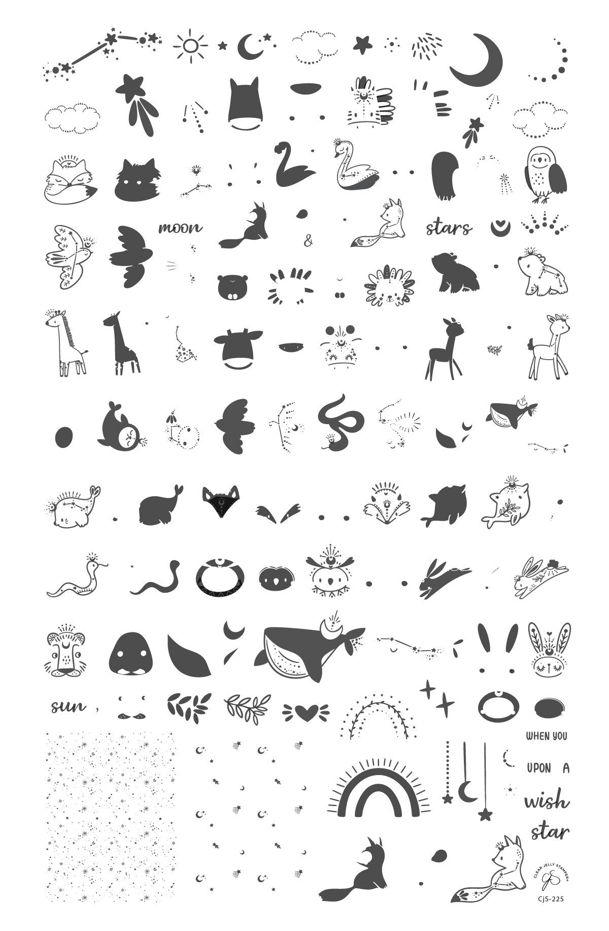 Clear Jelly Stamper- CjS-225- Celestial Zoo