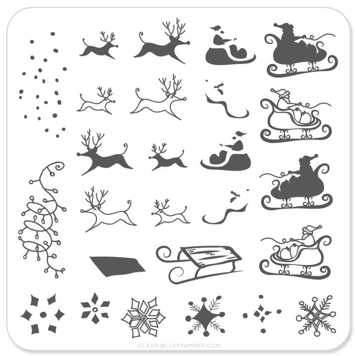 Clear Jelly Stamper- C-04- Santa's Sleigh