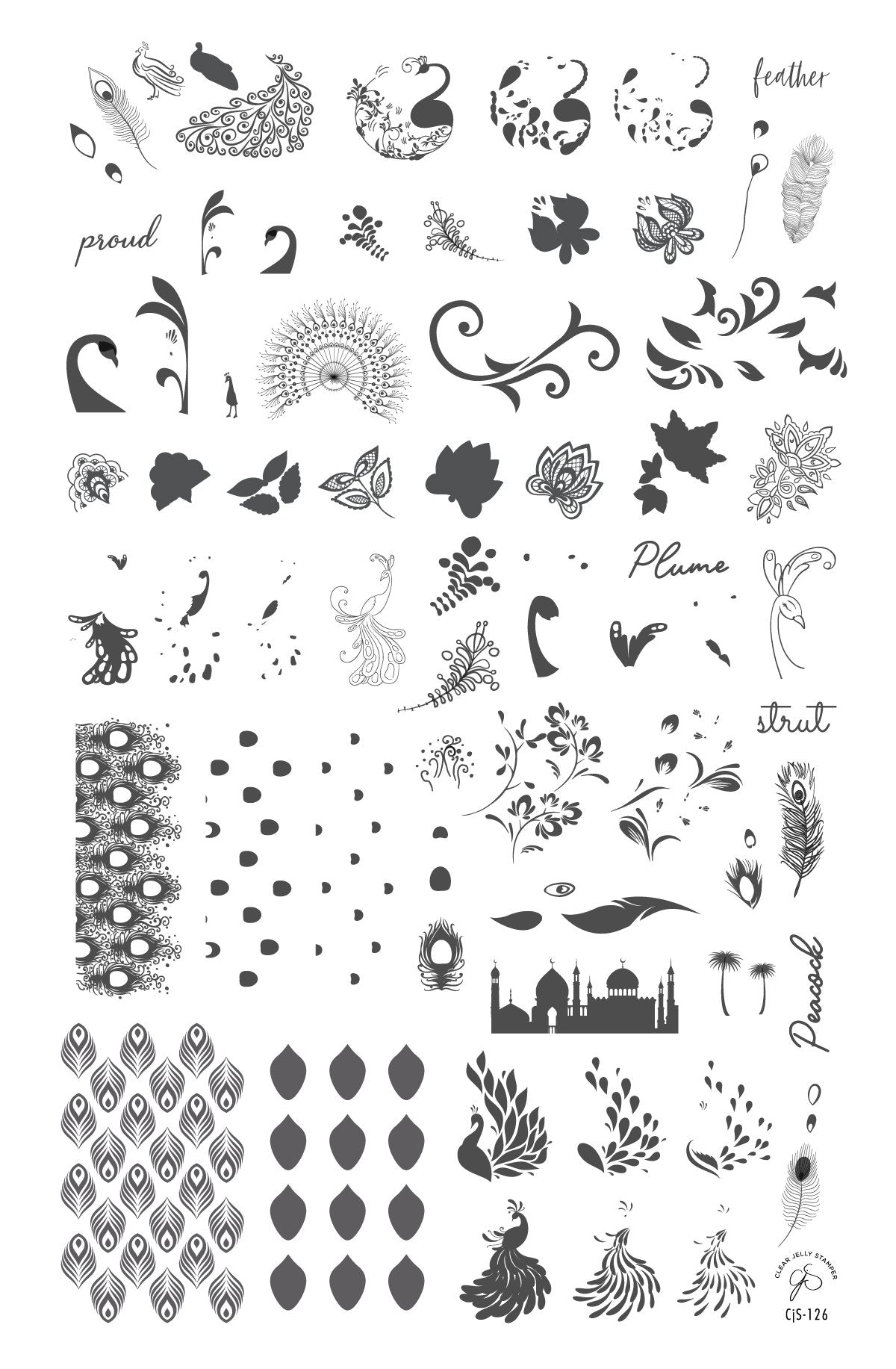 Clear Jelly Stamper- CjS-126- Strut Your Tail Feathers