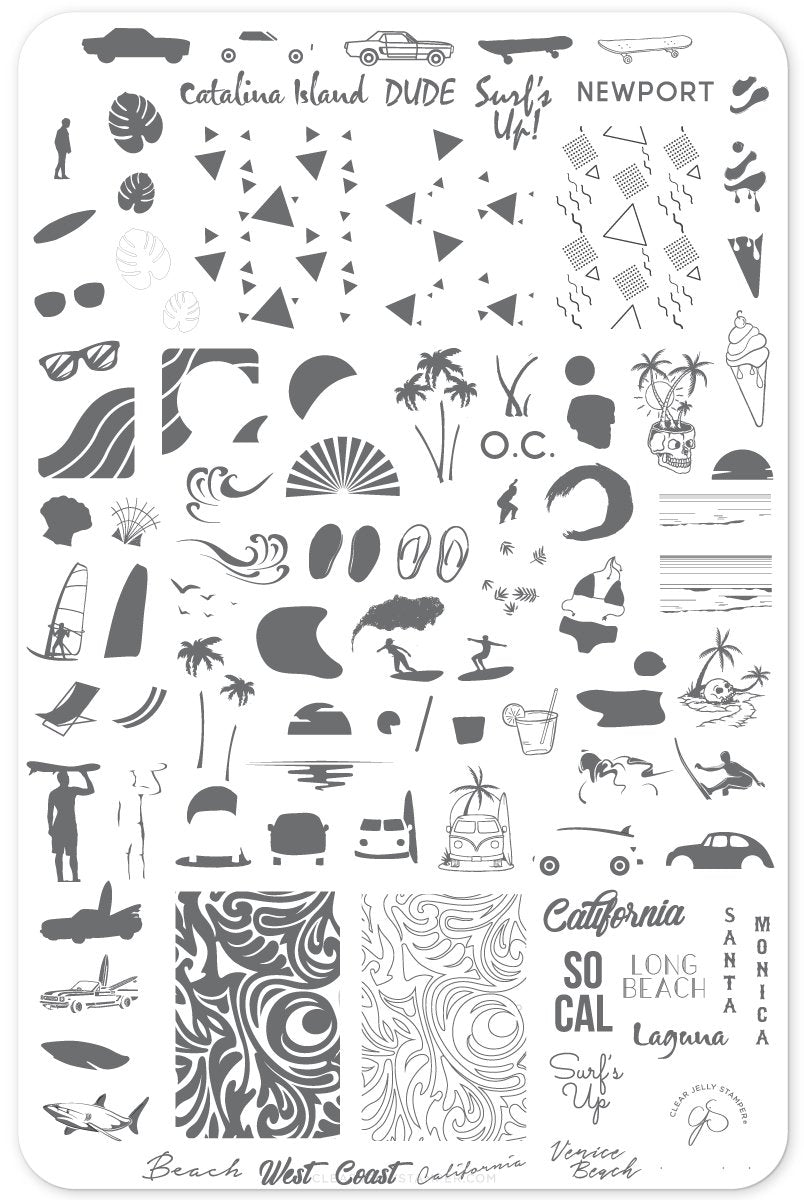 Clear Jelly Stamper- CjS-129- Surf&#39;s Up! California