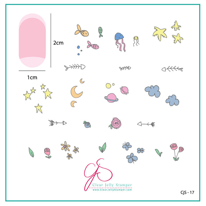 Clear Jelly Stamper- CjS-017- MINI Sea and Stars Doodle