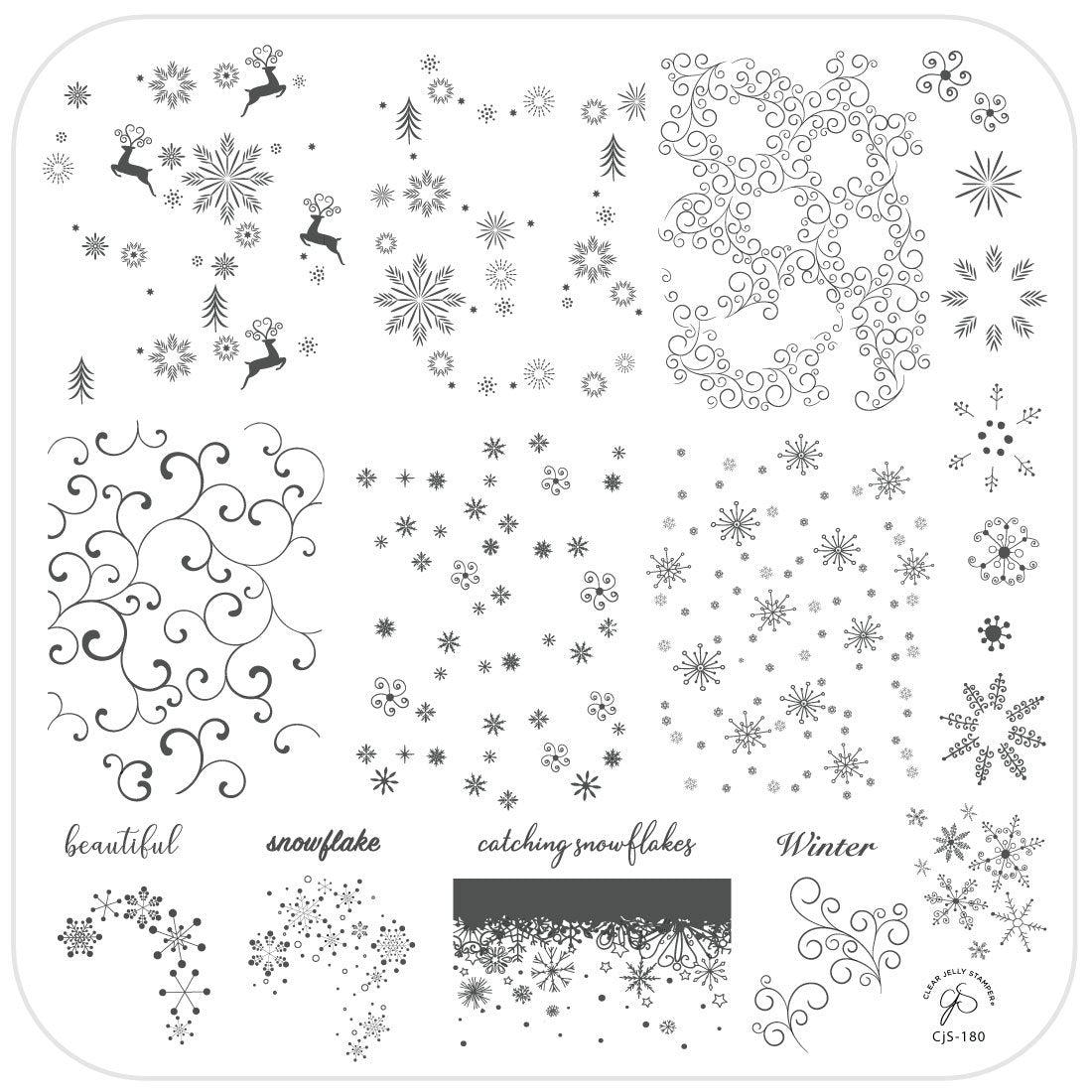Clear Jelly Stamper- CjS-180- Catching Snowflakes