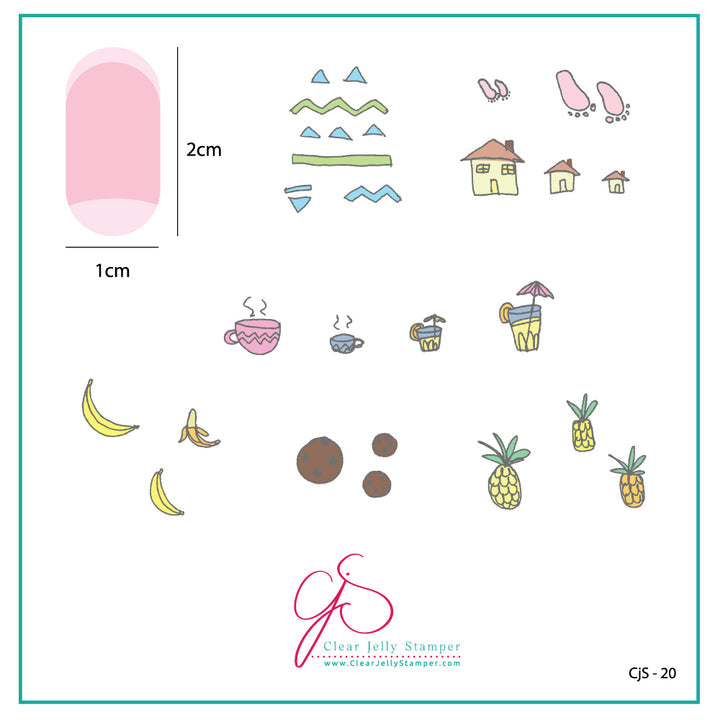 Clear Jelly Stamper- CjS-020- Summer Drinks and Fruit Doodle