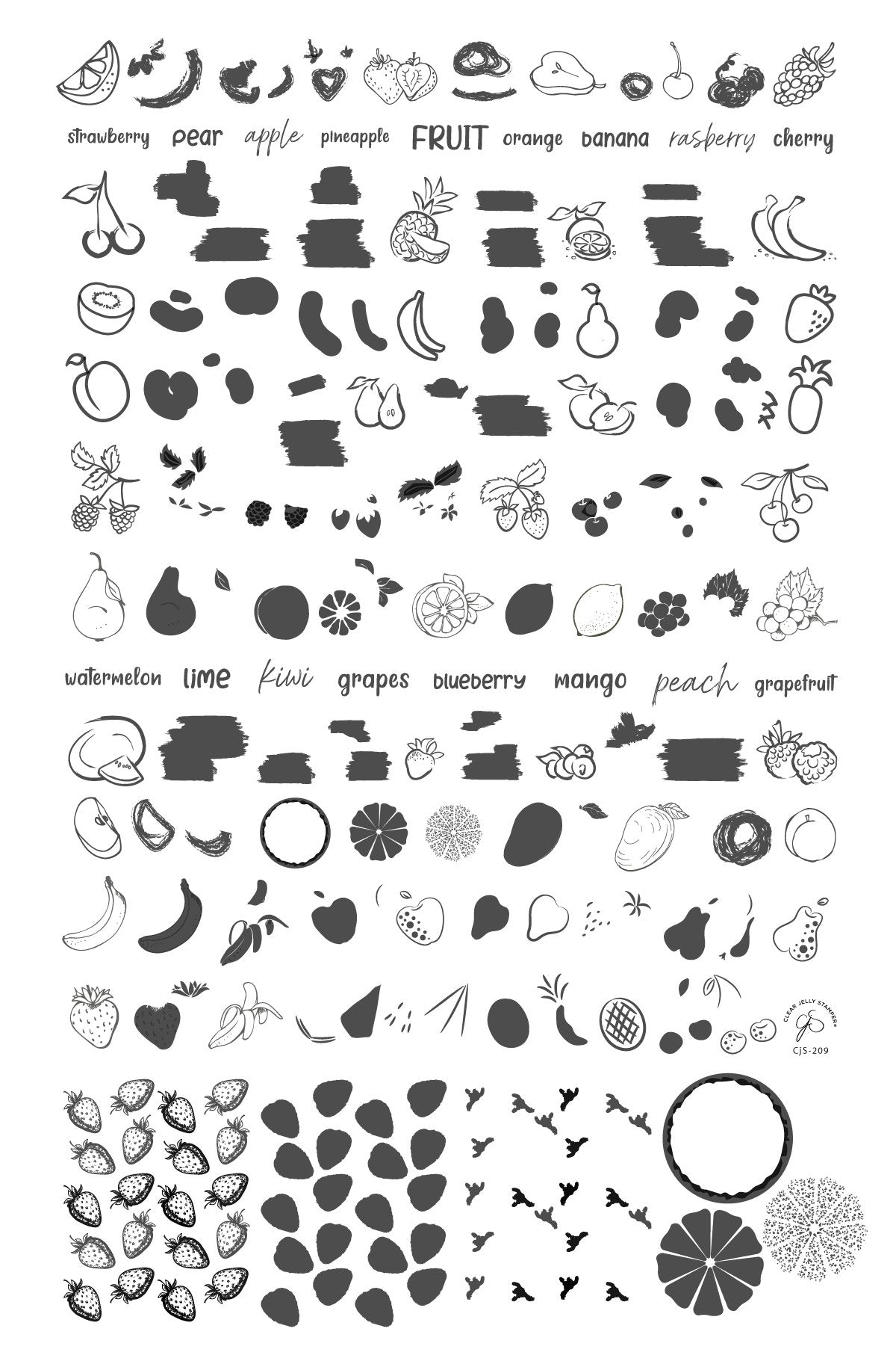 Clear Jelly Stamper- CjS-209- Fruit Cocktail Collection- So Juicy!