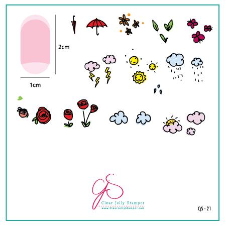 Clear Jelly Stamper- CjS-021- Flower &amp; Sky Doodle