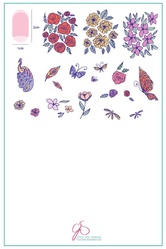 Clear Jelly Stamper- CjS-037- Peacock&#39;s Garden