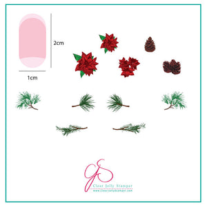 Clear Jelly Stamper- C-08- Pines & Poinsettias