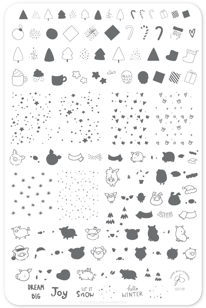 Clear Jelly Stamper- C-50- Piggy Christmas