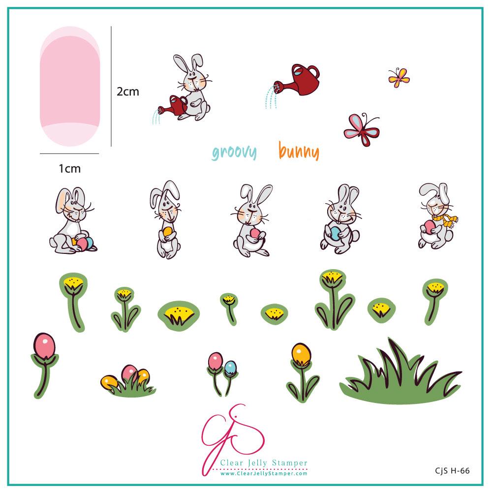 Clear Jelly Stamper- H-66- Groovy Bunny