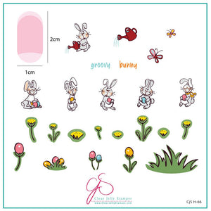 Clear Jelly Stamper- H-66- Groovy Bunny