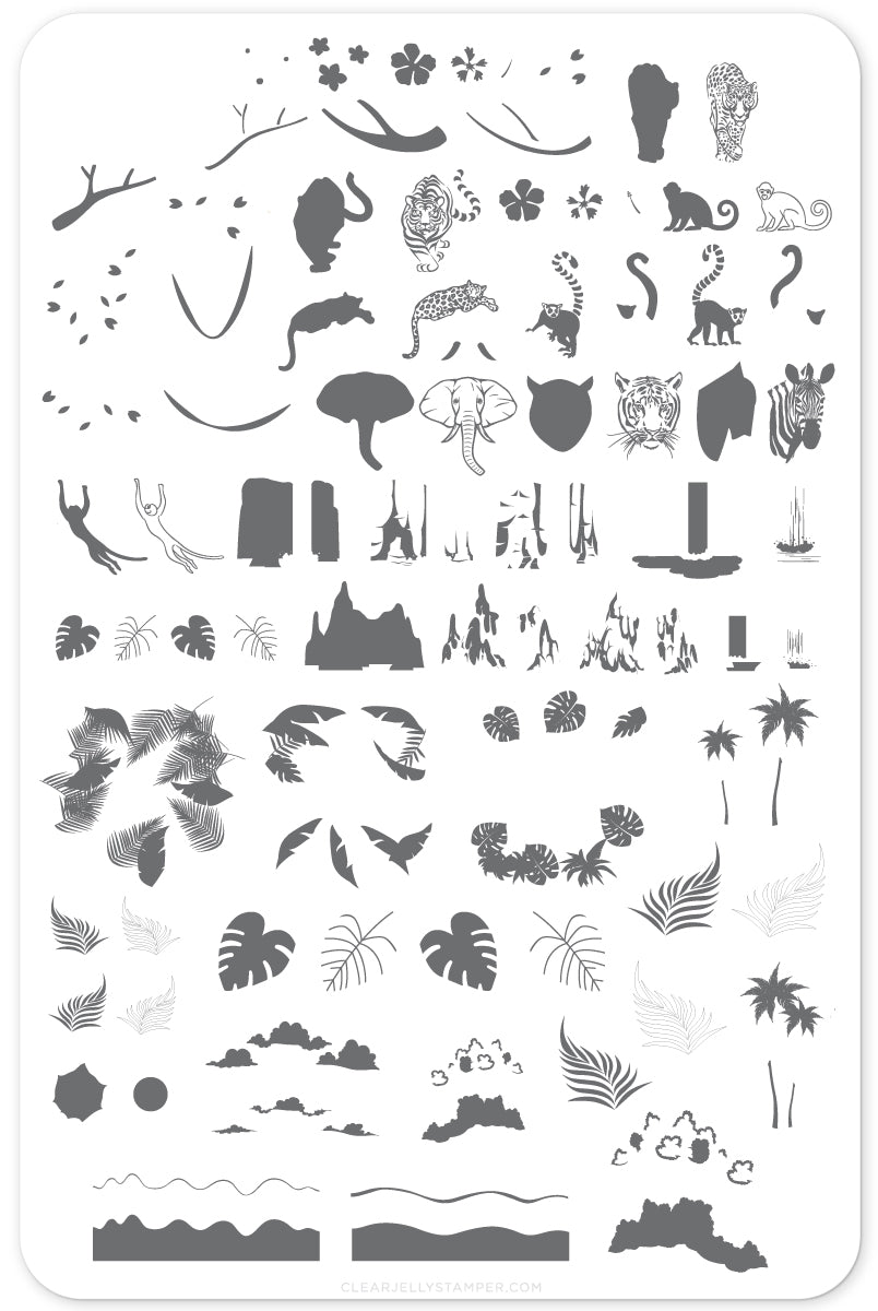 Clear Jelly Stamper- LC-34- Suzie&#39;s Welcome to the Jungle