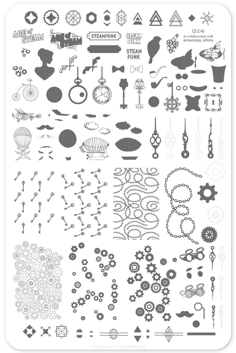 Clear Jelly Stamper- LC-46- Vintage Steampunk