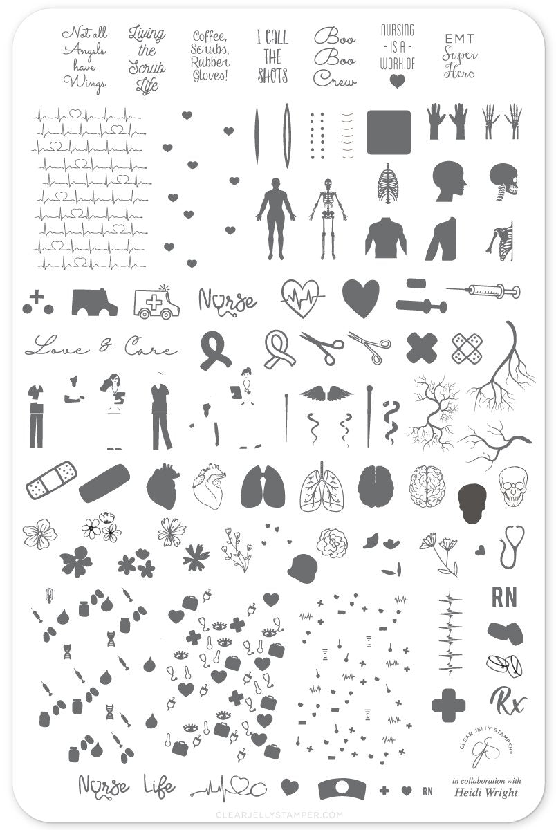 Clear Jelly Stamper- LC-53- Coffee, Scrubs, Rubber Gloves