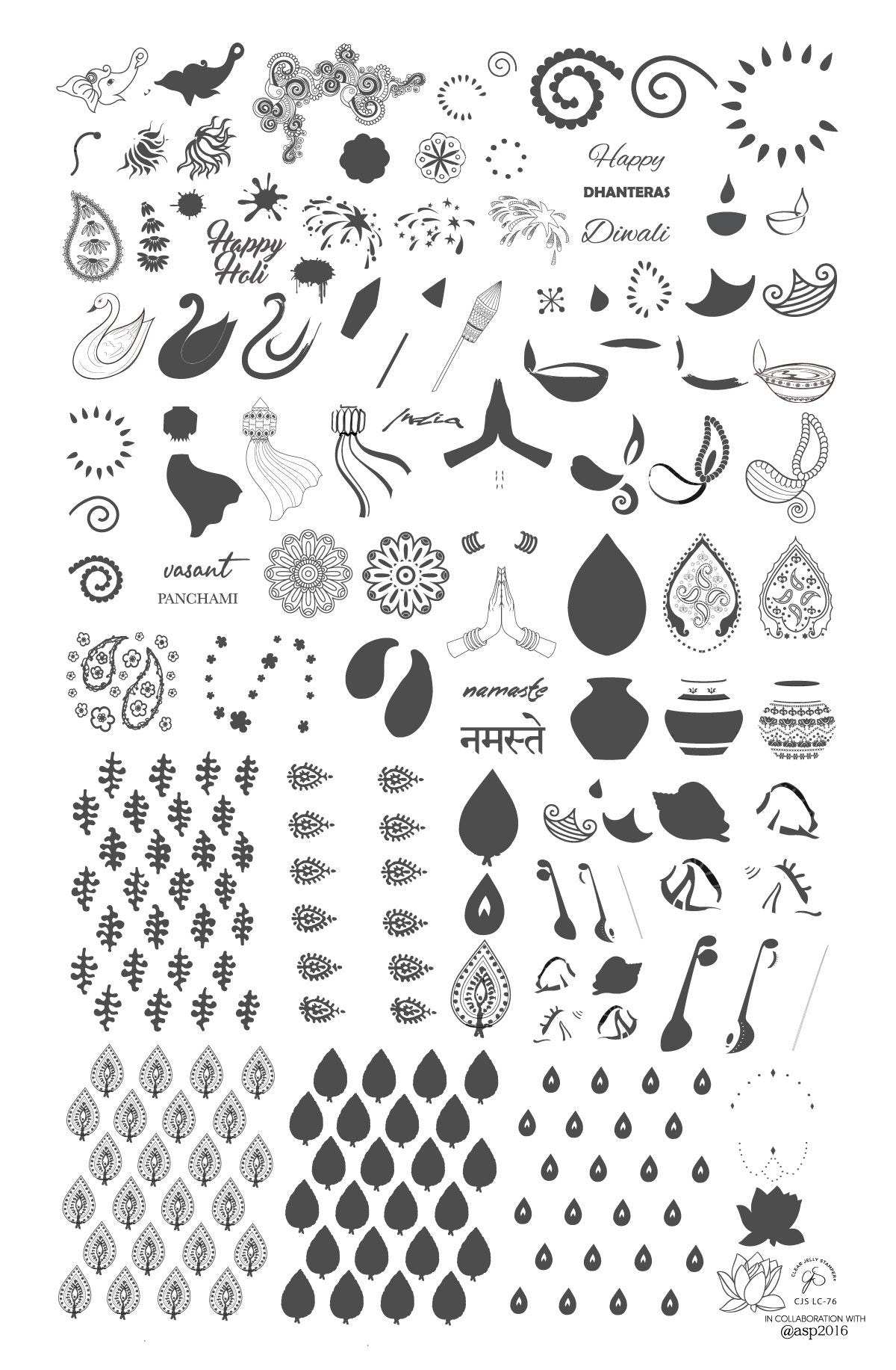 Clear Jelly Stamper- LC-76- Namaste - India