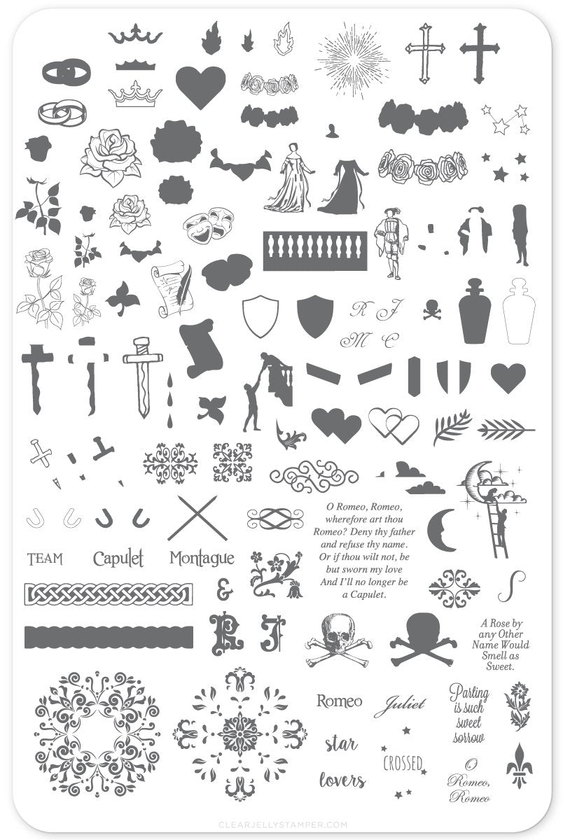 Clear Jelly Stamper- V-16- Juliet&#39;s Love Story