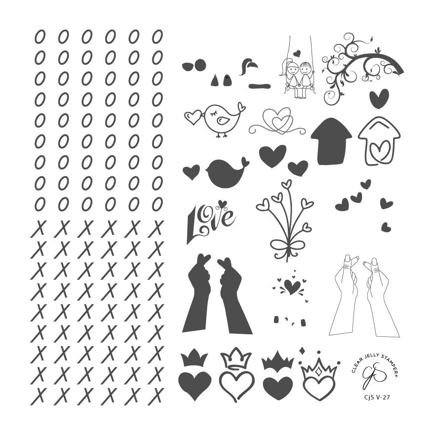 Clear Jelly Stamper- V-27- XOXO