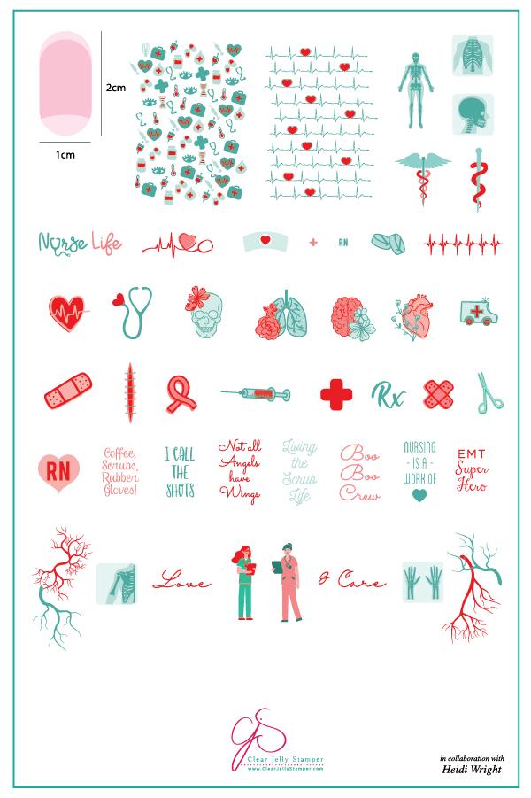 Clear Jelly Stamper- LC-53- Coffee, Scrubs, Rubber Gloves