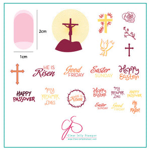 Clear Jelly Stamper- H-32- He is Risen
