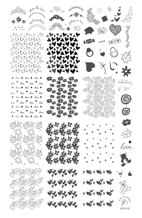 Clear Jelly Stamper- V-32- French Kiss