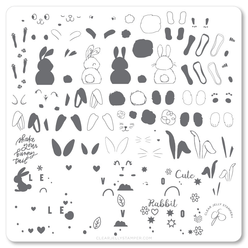 Clear Jelly Stamper- H-53- Bunny Bits