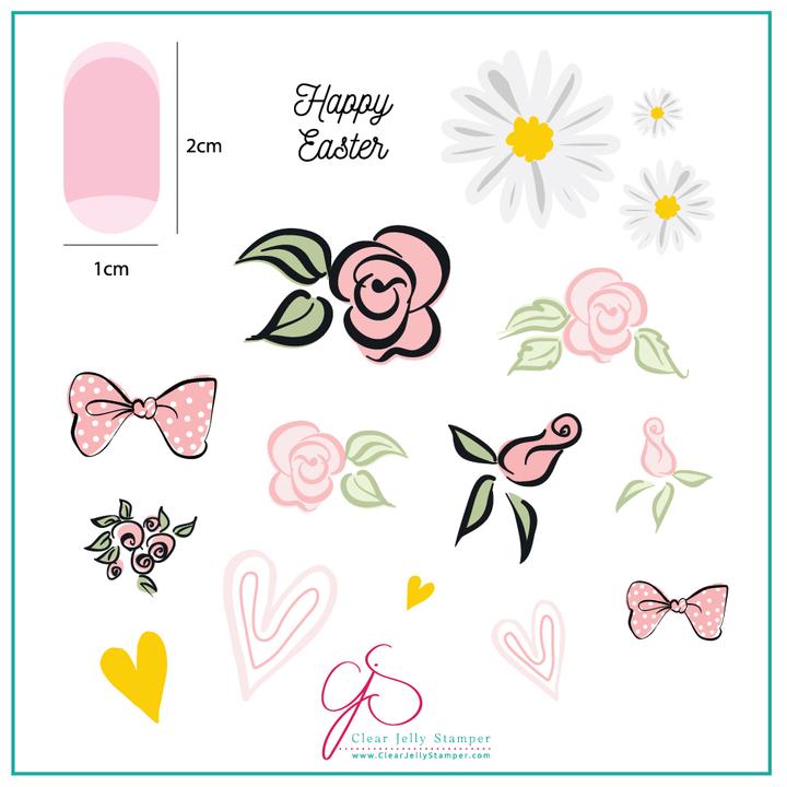 Clear Jelly Stamper- H-54- Easter Egg Dainty Decals