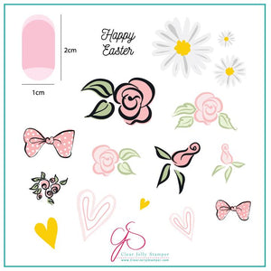Clear Jelly Stamper- H-54- Easter Egg Dainty Decals
