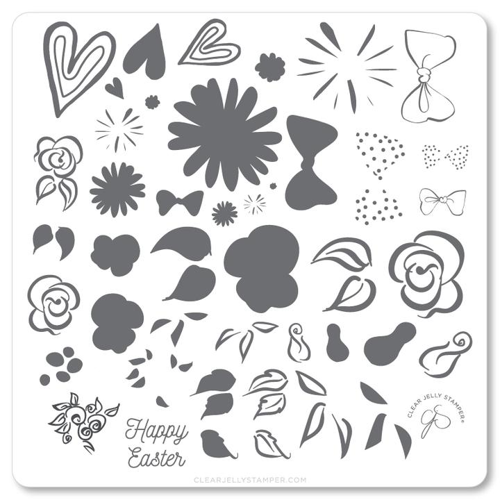 Clear Jelly Stamper- H-54- Easter Egg Dainty Decals
