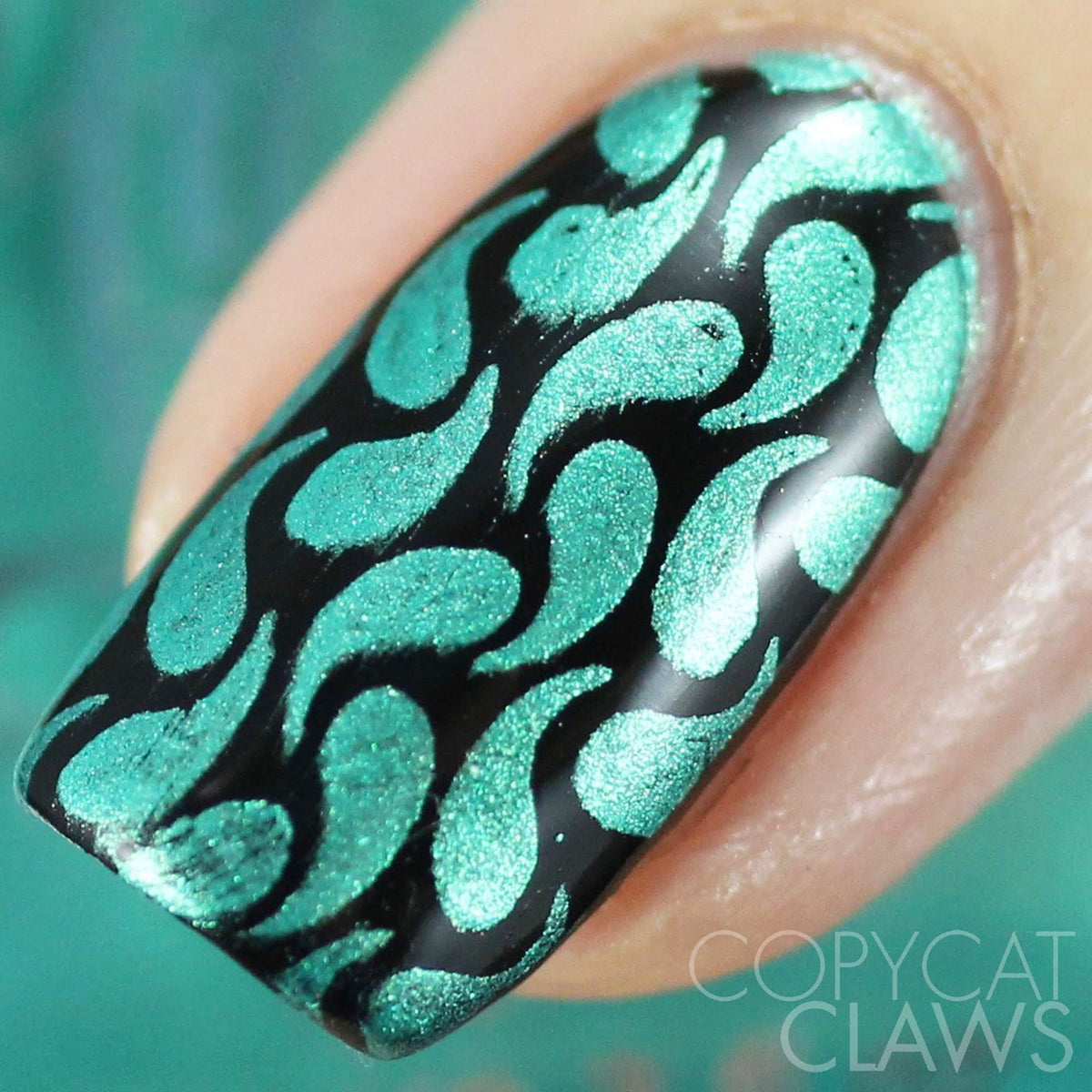 green chrome stamping nail polish