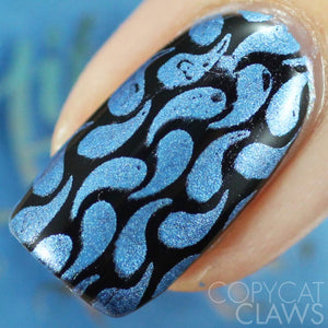 blue chrome nail stamping polish