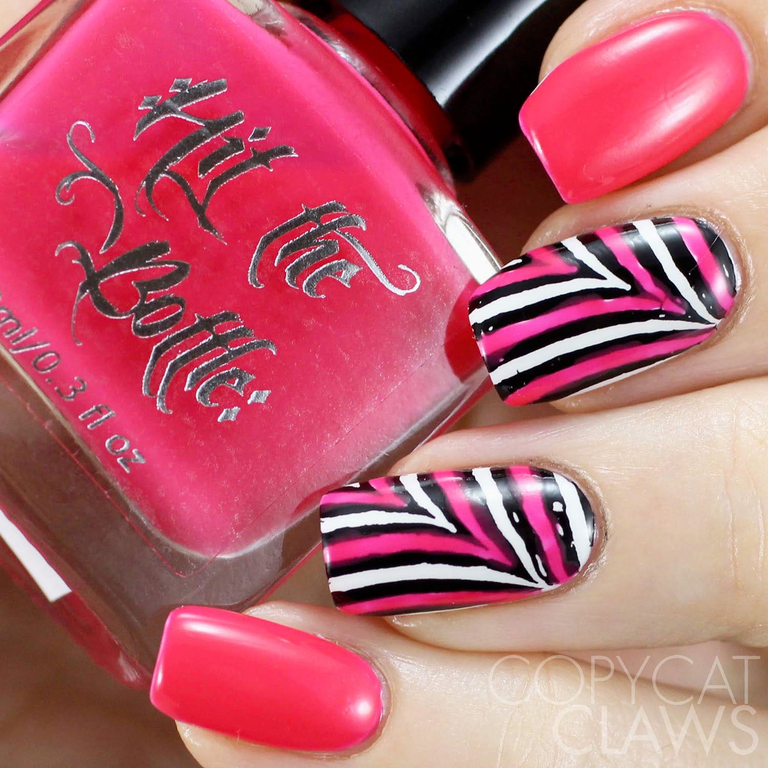 hit the bottle pink nail art
