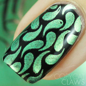 green chrome stamping nail polish