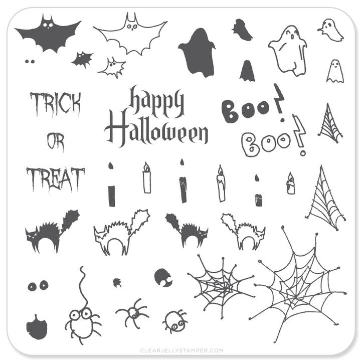 Clear Jelly Stamper- H-04- Halloween Trick or Treat?