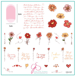 Clear Jelly Stamper- V-37- Love Notes