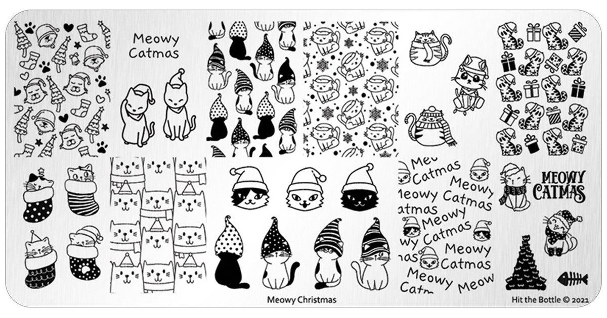 Hit the Bottle- Stamping Plate- Meowy Christmas